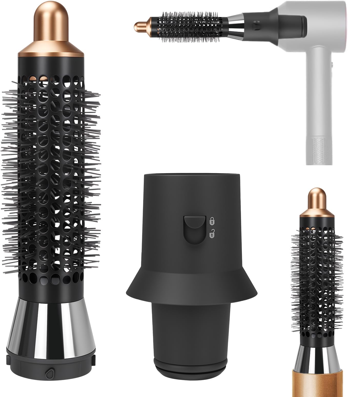 20mm Small Round Volumizing Brush and Adapter for Dyson Supersonic HD01 HD02 HD03 HD04 HD07 HD08 HD15 Hair Dryer Attachment, for Dyson Airwrap HS01 HS05