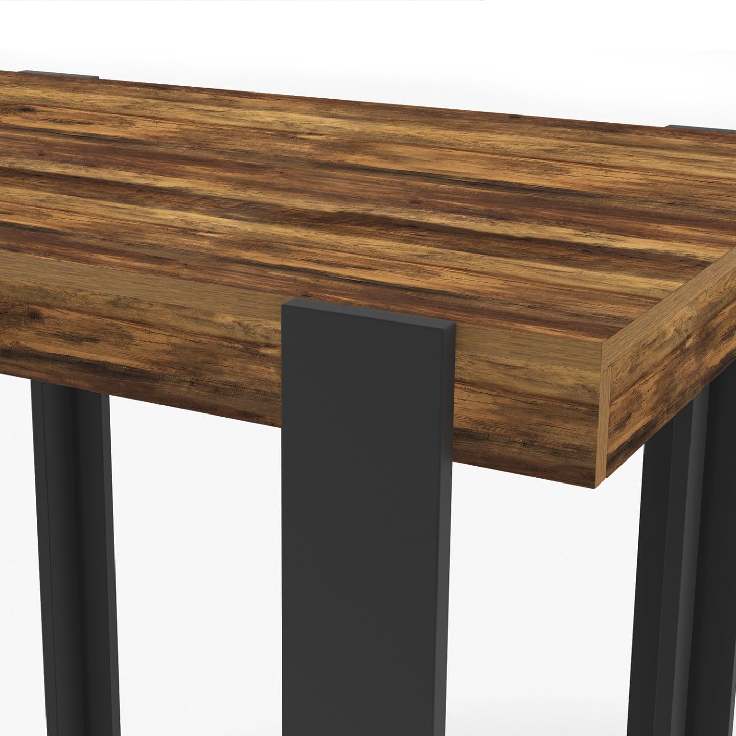 IDMarket - Mesa de bar Phoenix madera oscura, aspecto antiguo, negro, 113 cm