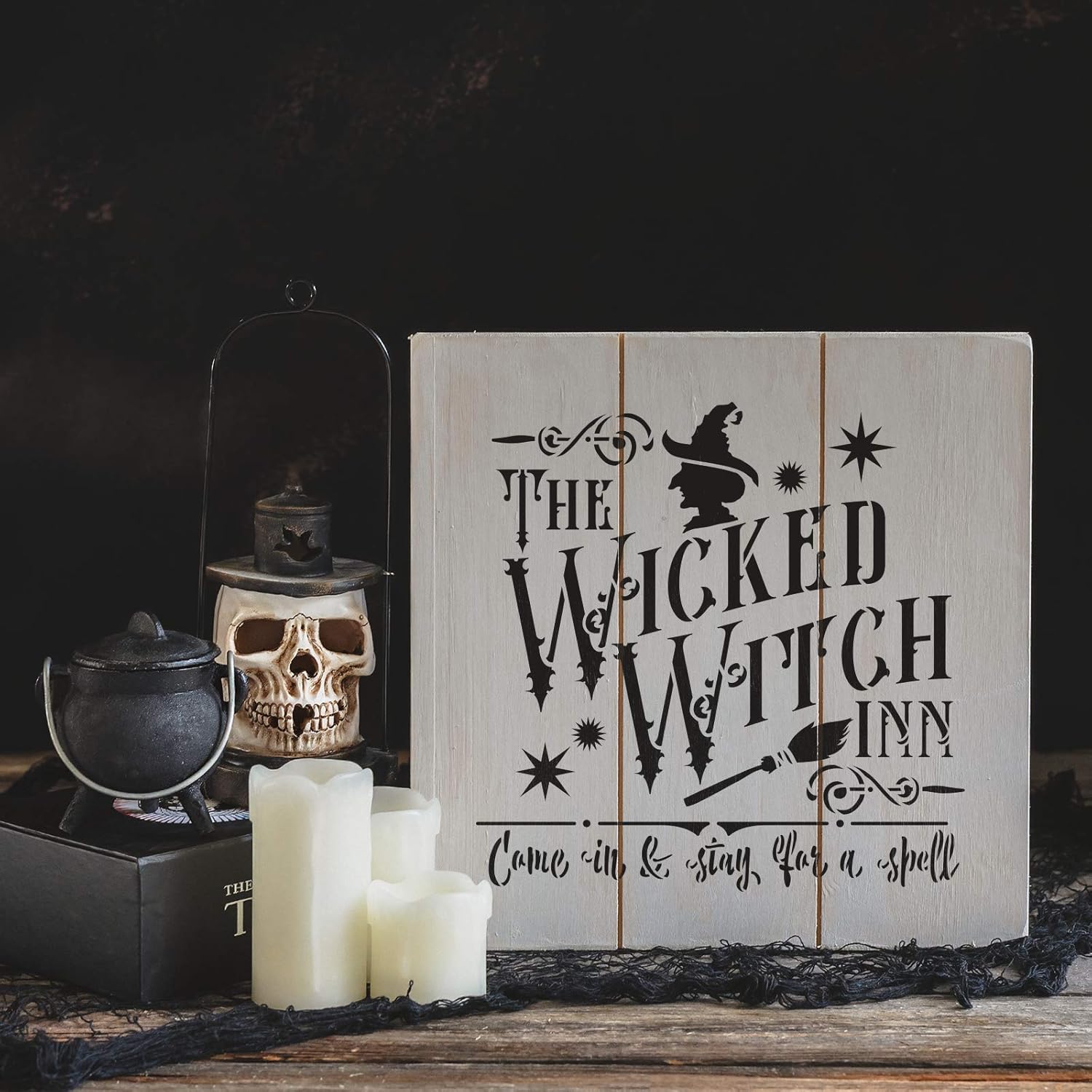 Wicked Witch Inn Stencil - Essential for Eerie Halloween Decorations, Pumpkin Stencil, Halloween Home Decor