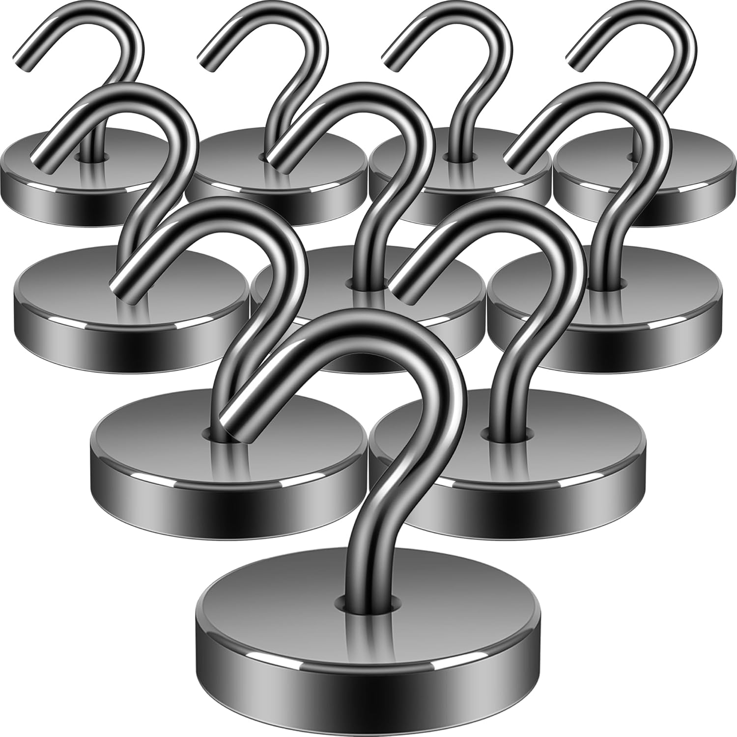 Neosmuk Magnetic Hooks, Cruise Ship Essentials, 120lb+ Heavy Duty Magnetic Hooks for Cruise Cabins, Refrigerator, Grill, Hanging, and Travel | Extra Strong Must-Haves Magnet Hook,Gunmetal,Pack of 10 Gunmetal 120lb Magnetic Hooks