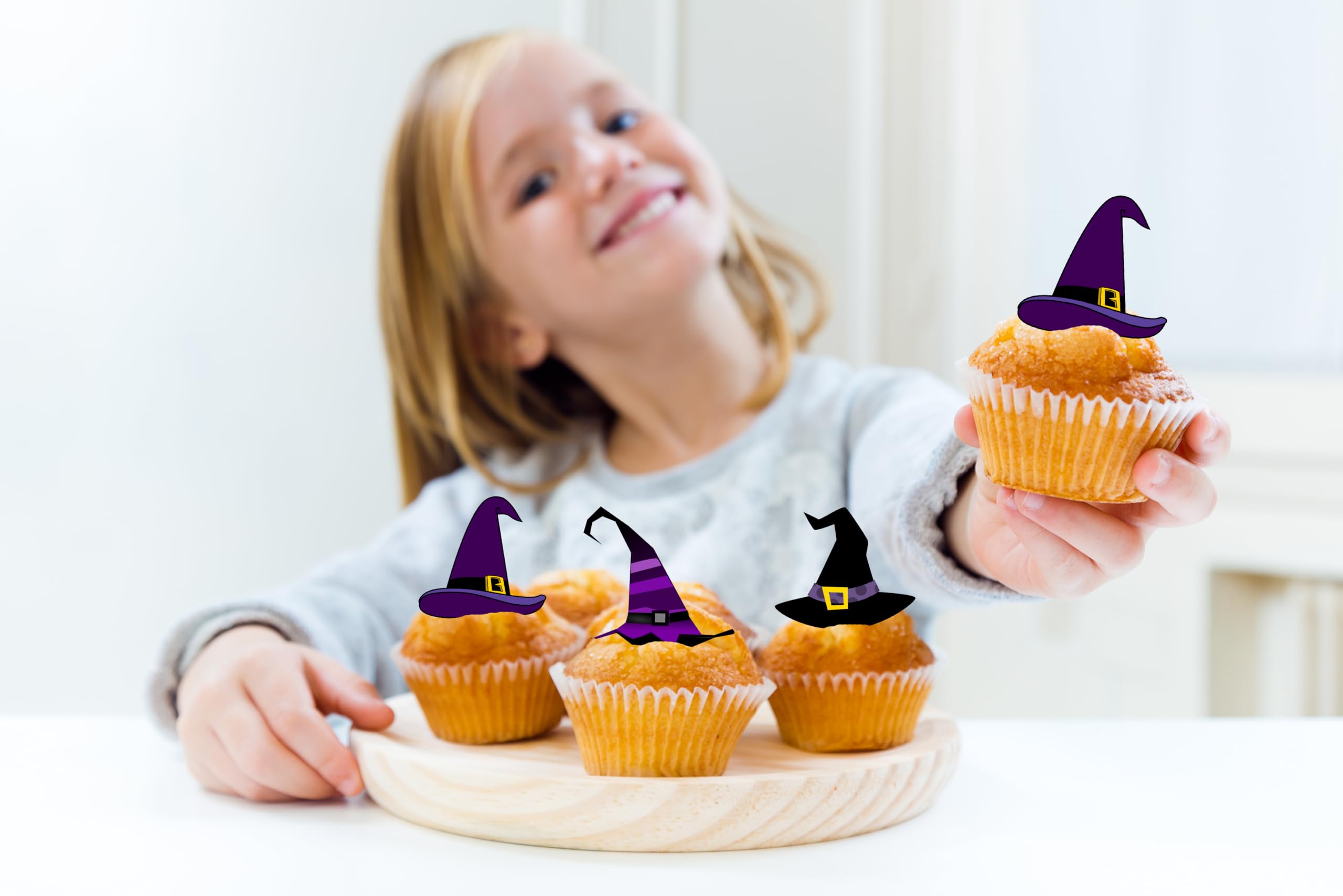 Lot De 30 Décorations Cupcakes Halloween - Toppers Corbeau Brillant, Papier Cartonné - Pour Gâteaux, Fêtes - 2