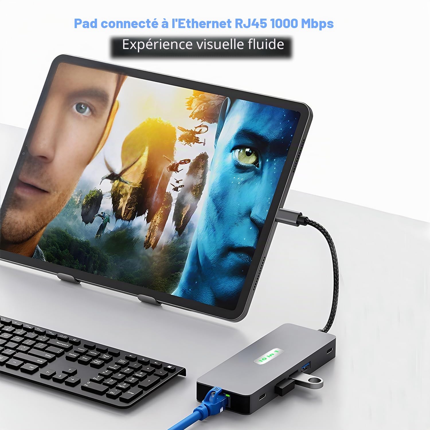 Station d'accueil USB C vers Double écran, Adaptateur Multiport USB C vers Double HDMI 4K@60Hz (10 en 1 2HDMI 4K60Hz+ RJ45)