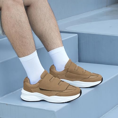 Miniatura 2 de Ortho+rest Zapatos para caminar diabéticos para hombre, zapatos hinchados con cierre ajustable