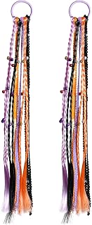 Halloween Braid Hair Extension with Jingle Bells for Girls 15" Glitter Orange Purple Black Ponytail Ties Elastic Holder for Women Her Cosplay Costume Party Trick or Treat Gift