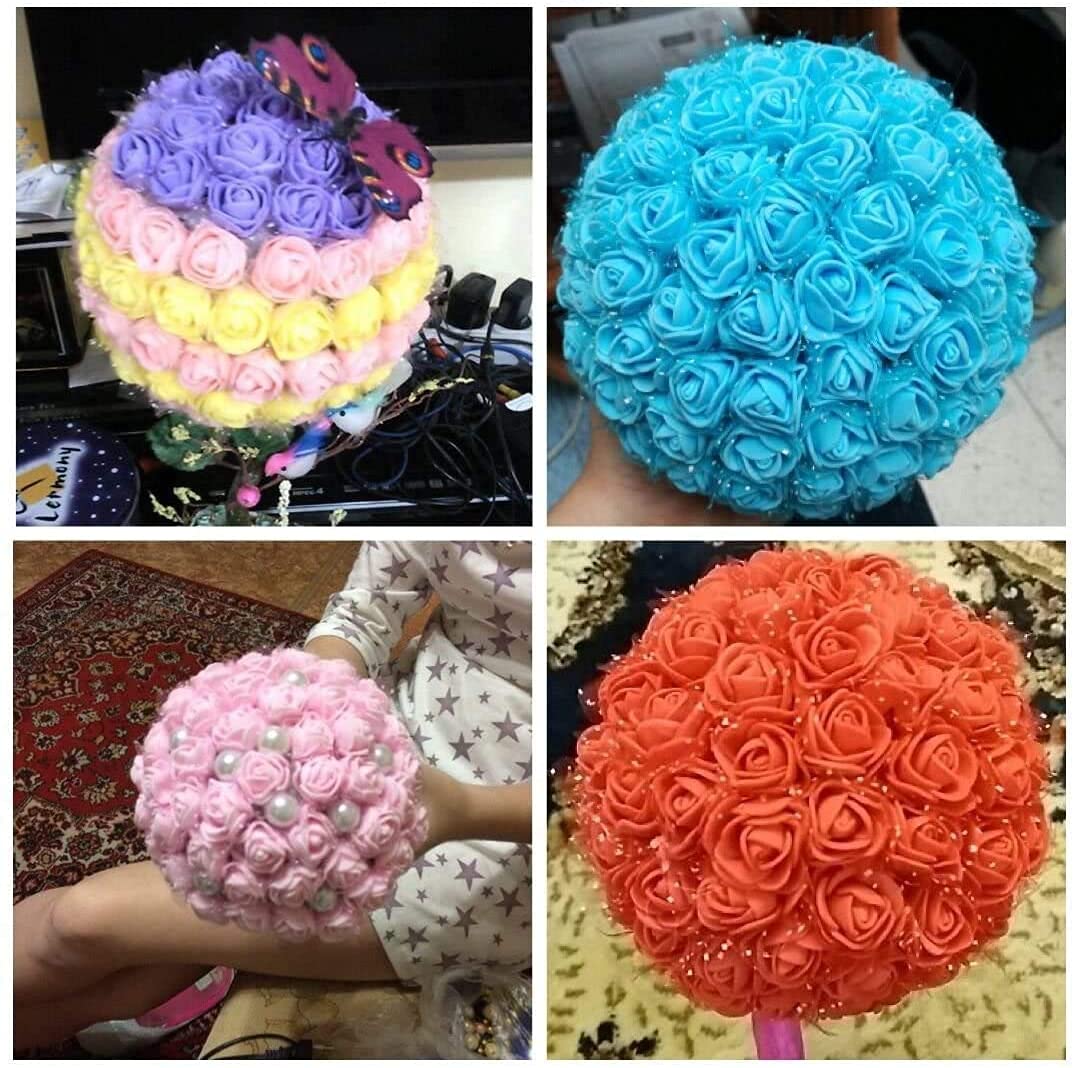 Huaao 144 Rose Artificiali Mini In Schiuma PE - 2 Cm - Teste Di Rosa Blu Scuro - Bouquet Fiori Finti Per Matrimoni, Bomboniere E Artigianato Fai Da Te - 2