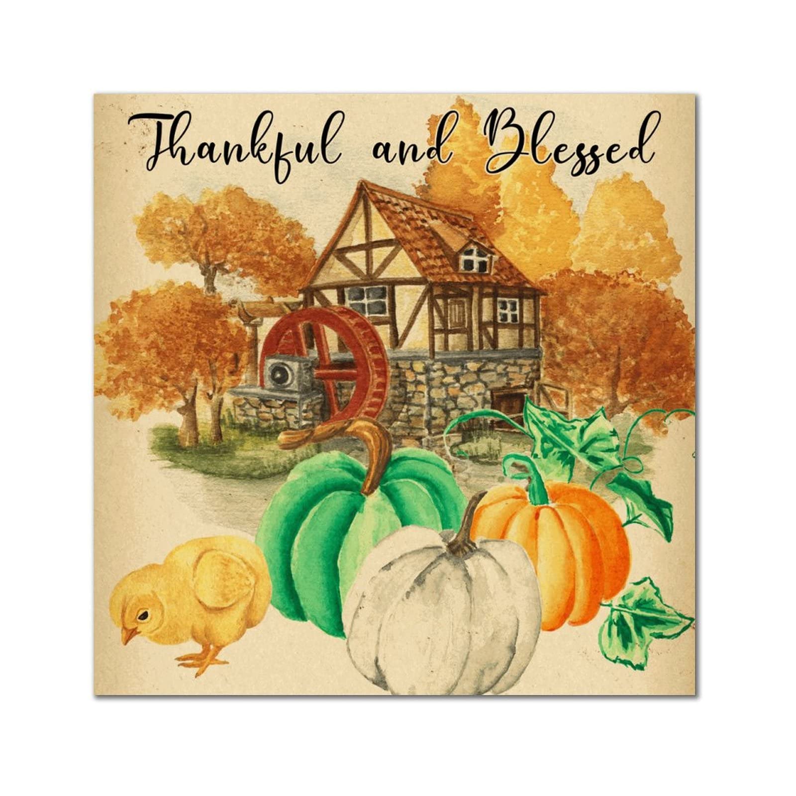 Panneau en bois Thankful and Blessed plaque murale suspendue design chic