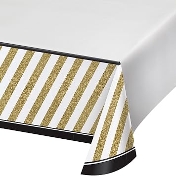 Creative Converting Black and Gold Plastic Table Cover