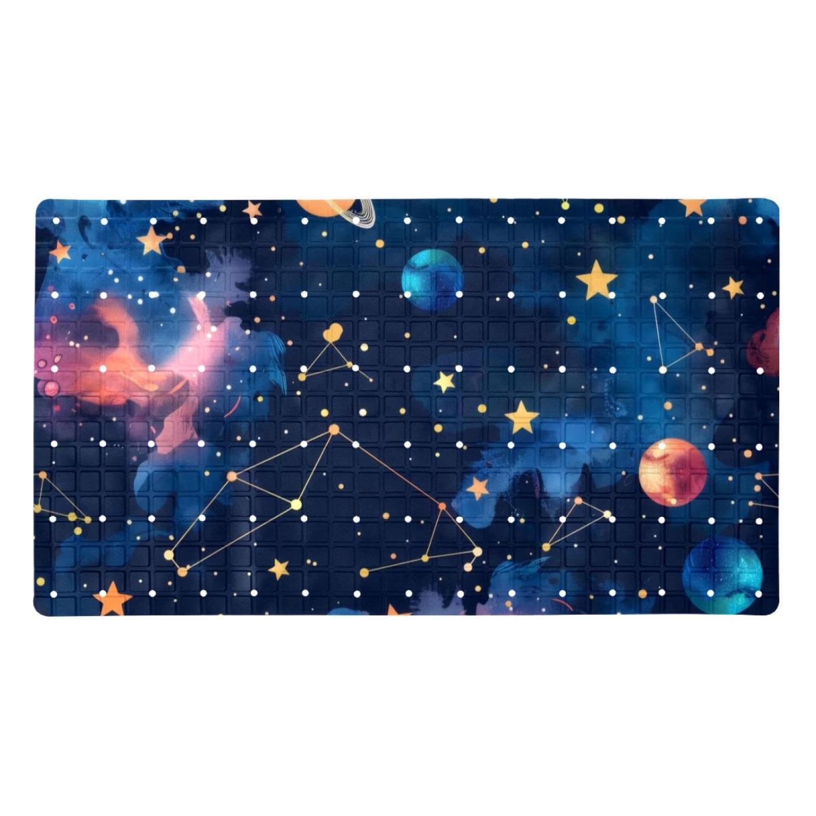Rutschfeste Badematten für Badezimmer, Motiv: Weltraumgalaxie, nahtloses Muster, rechteckige Badewannenmatte, maschinenwaschbar, 40 x 70 cm
