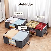 Vista 6 de Lifewit Bolsa de almacenamiento de ropa plegable, organizador de armario con asa reforzada, tela resistente, ventana transparente para suéteres, Gris