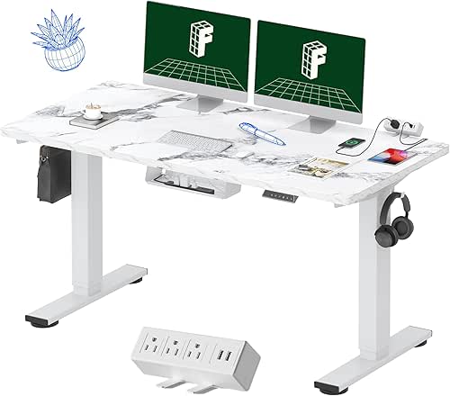 FLEXISPOT EN2 Whole-Piece Standing Desk with Clamp Power Strip, 55