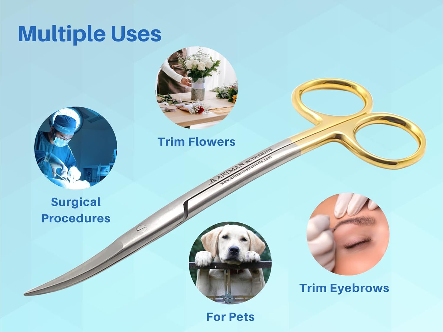 LaGrange Double Curved Tungsten Carbide Inserts Gold Plated Handle Scissors 5.5 Inch | Dental ENT Eye Derma Embroidery Applique for Machine Embroidery & Fabric Stitches (Pack of 2)