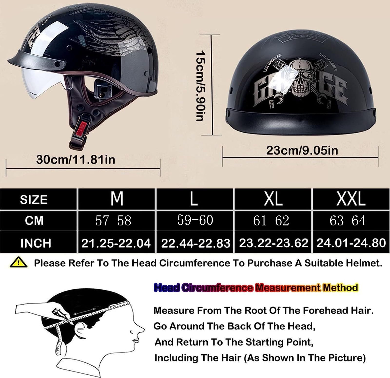 Casque Bol Moto Homologué ECE Vintage Mobylette ​Demi Jet Casque de Moto à Face Ouverte Cour Cruiser Dapté à La Conduite en Extérieur