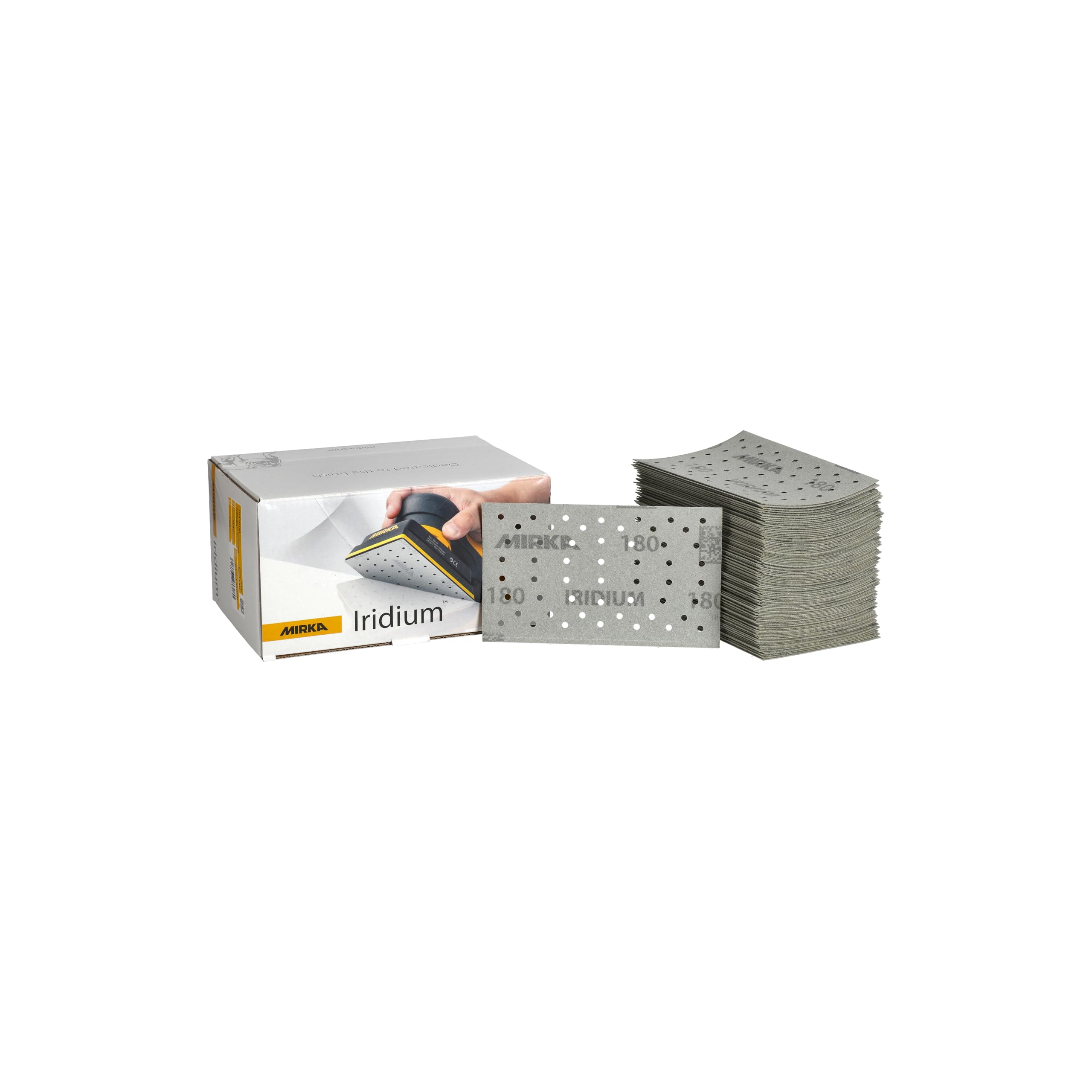 Mirka papel de lija Iridium 81x133mm cierre adhesivo 54 agujeros | Papel de lija premium cierre adhesivo 54 agujeros grano 180 ideal para laca masilla imprimación madera acero plásticos