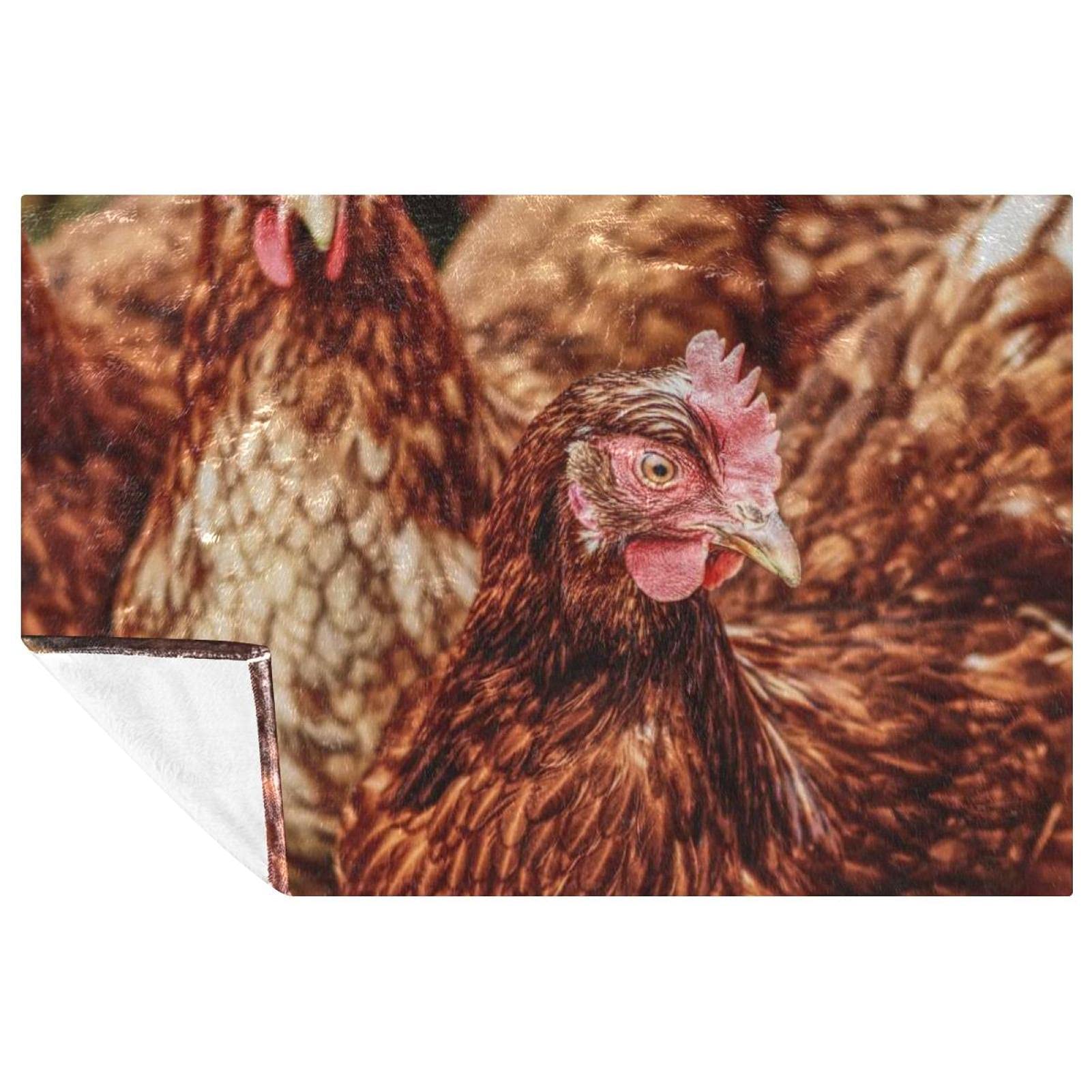 Couverture poule 150x100 cm douce pour éliminer les frissons sur le lit