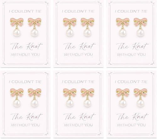 Bridesmaid Earrings Pink Pearl Bow Earrings Bridesmaid Proposal Gifts I Couldnt 