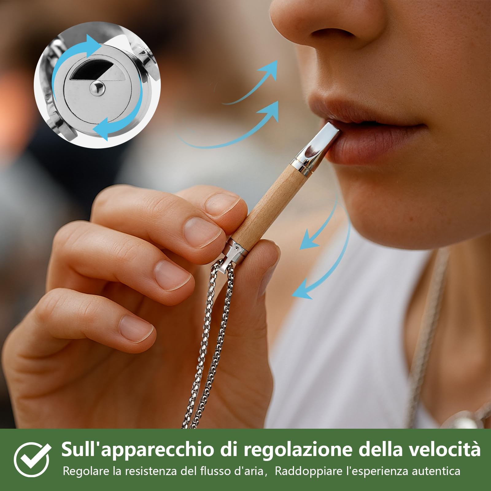 Set Collana Ausiliaria Per Smettere Di Fumare, Con 15 Filtri. Resistenza dell'aria regolabile, Collana Respiratoria Antistress Senza Nicotina, Calma l'umore Tramite la Respirazione.