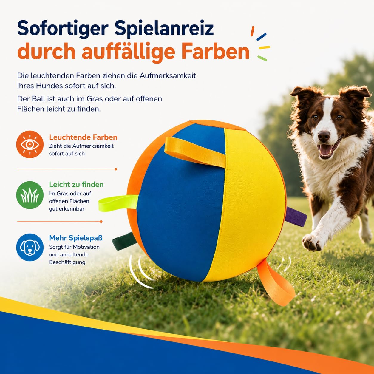DZ'HUE Lentiva Norden Treibball– Aufblasbarer Herding Ball für mittlere & große Rassen, Kau- und kratzfester Hüteball mit Handschlaufe, Riesen Hundeball für Outdoor Training (Farbmuster,M-55cm)