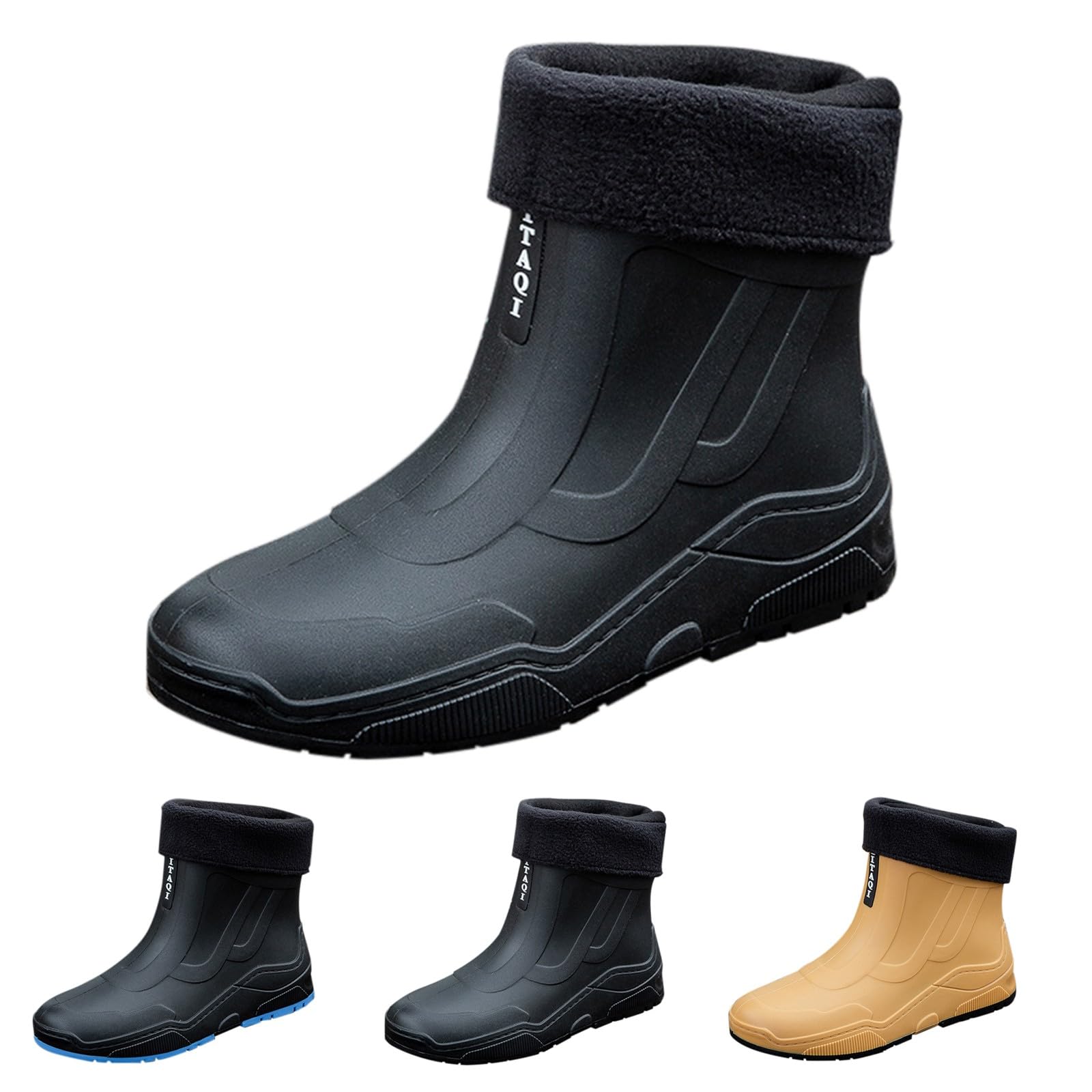 Botas de goma cortas para hombre, botas de lluvia forradas, botas de goma, botines impermeables, botas de lluvia, botas de goma, antideslizantes, zapatos de jardín, botas de lluvia, botas de lluvia