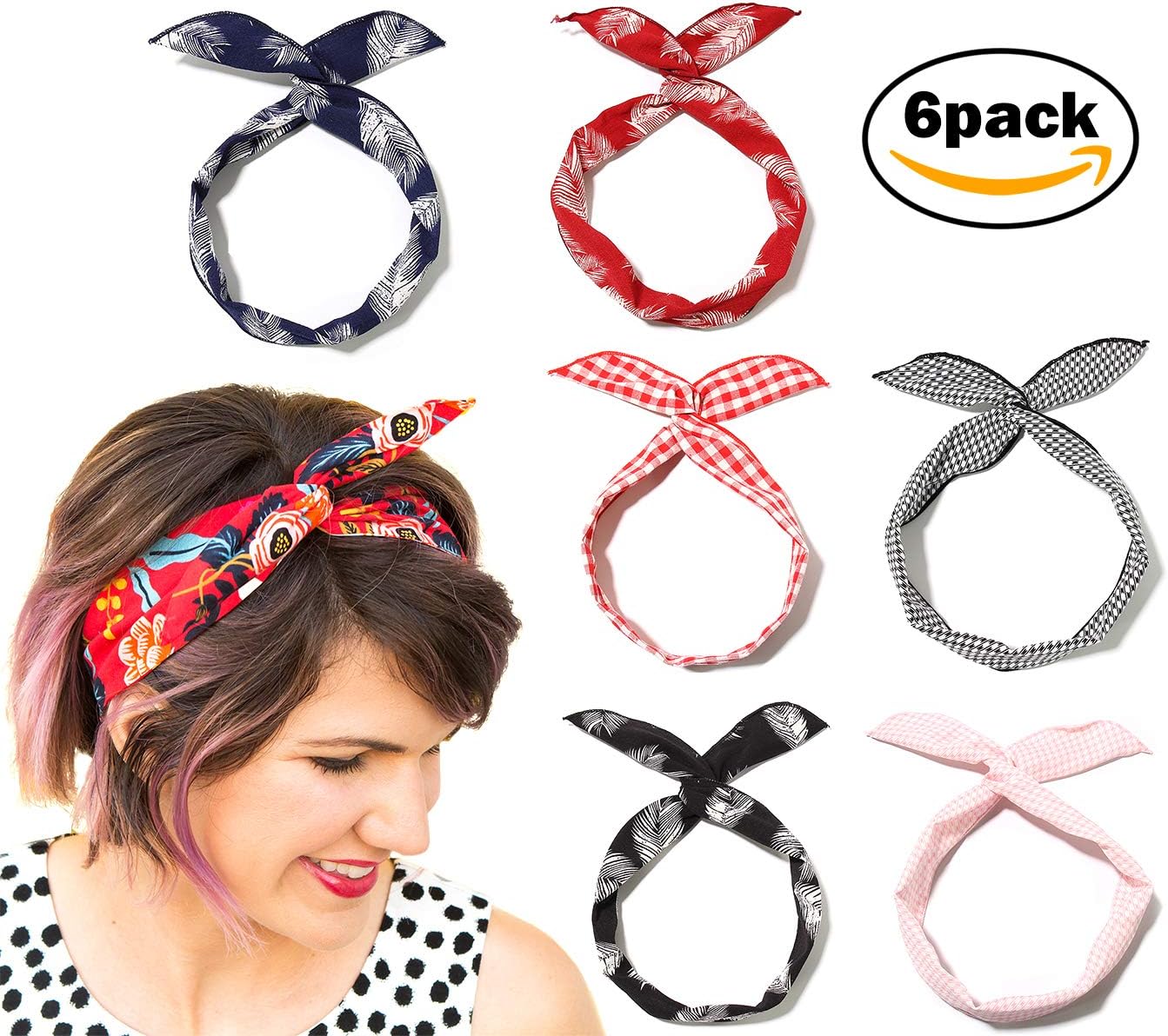 Women Floral Style Elastic Adjustable Silk Headband Turban Headwrap Knotted Soft Twisted