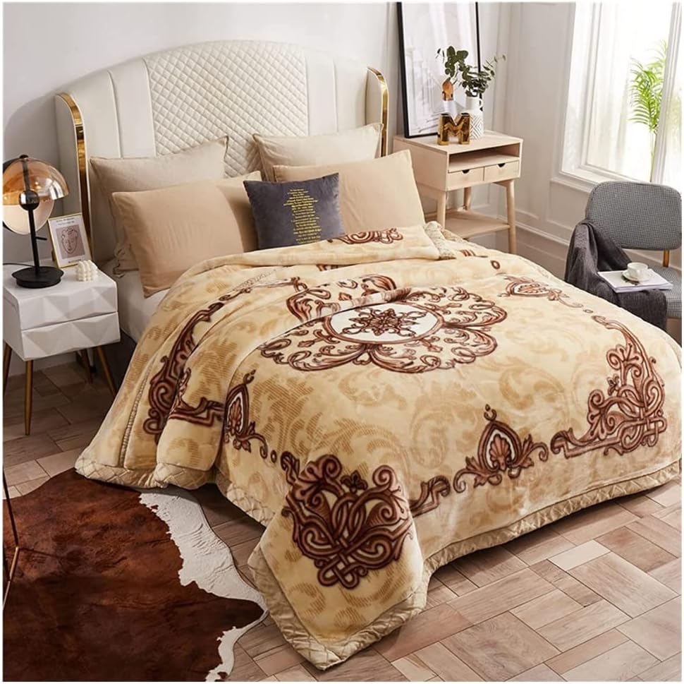 Amazon｜ブランケット ひざ掛け 2層リバーシブルソフトヘビー韓国ブランケット、暖かいプラッシュフリースブランケット、韓国スタイルミンク