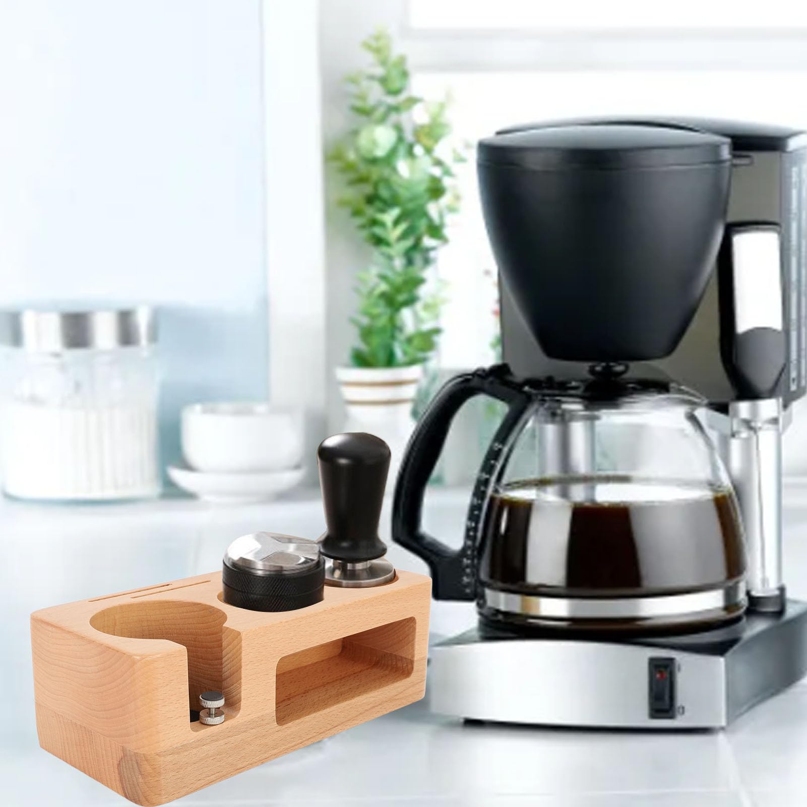 Drewniana Stacja Uchwytów Sabotażowych Stabilne Wsparcie Znakomity Wygląd Szeroka kompatybilność dla Profesjonalnych Baristów (53MM)