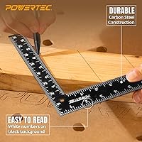 Vista 2 de POWERTEC Escuadra de Carpintero 8" x 12" - Regla Escuadra en L, Herramienta de Escuadra de Ángulo Recto, Escuadra de Carpintería para Carpintería