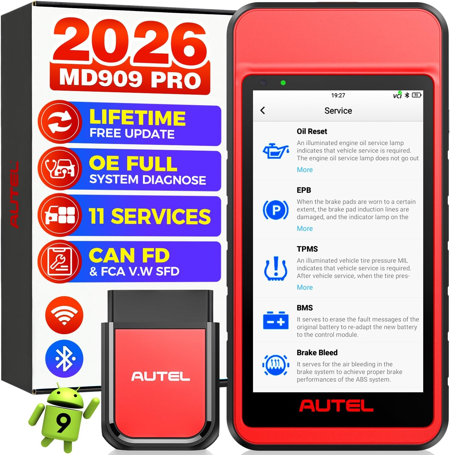 Autel MaxiDiag MD909 PRO Scanner, 2026 MD909PRO All System Diagnostic Tool
