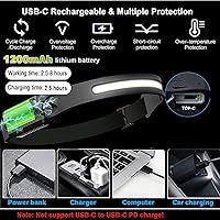 Vista 6 de Linterna frontal recargable impermeable con sensor de movimiento para casco duro, lámpara de cabeza LED para camping, senderismo, ciclismo, luces