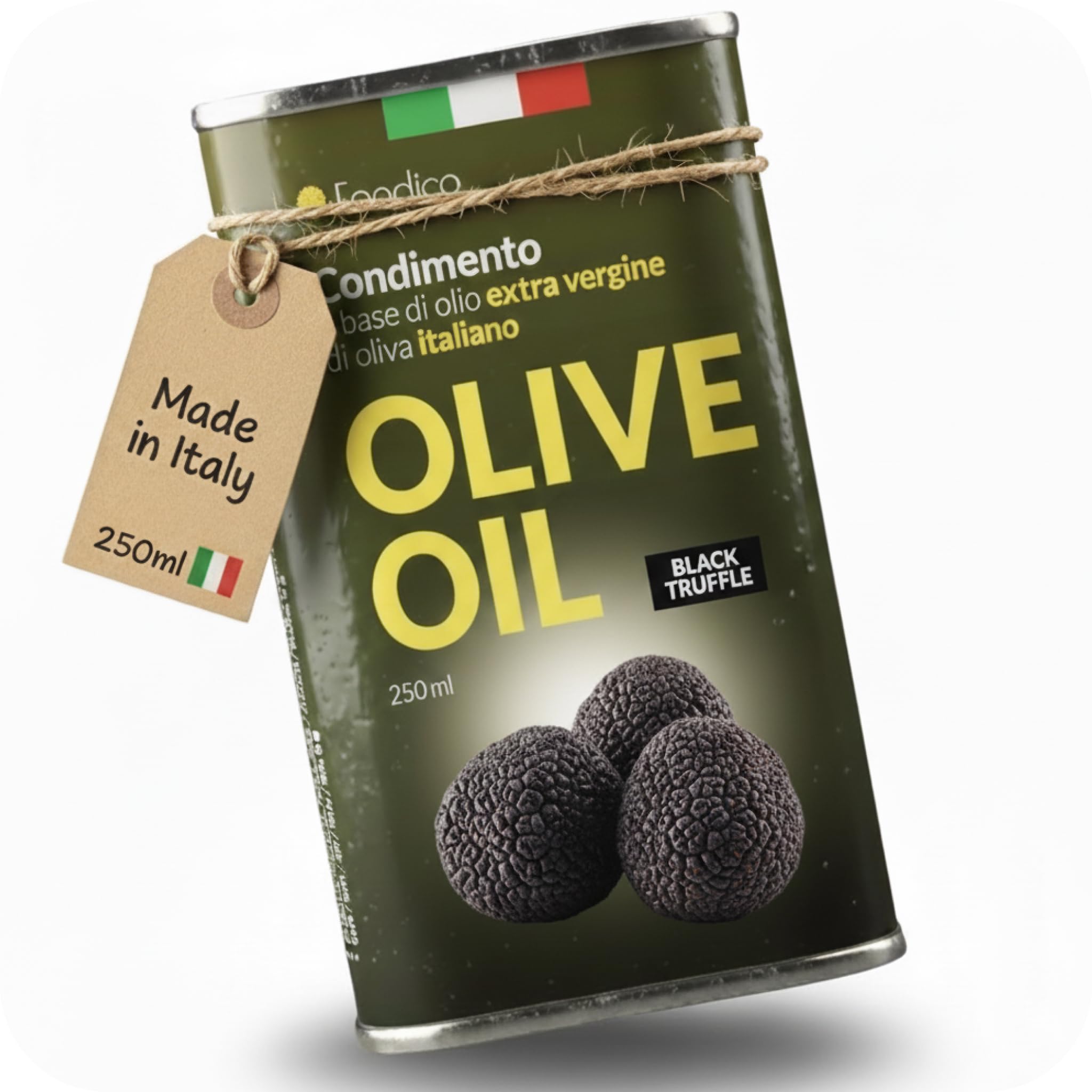 Foodico Trüffelöl | Italienisches Olivenöl Extra Vergine | schwarzer Trüffel, intensiv | 250 ml