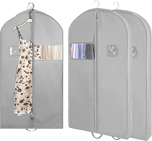 Miniatura 5 de 3 bolsas de ropa de 43 pulgadas para viajes, bolsa de ropa resistente para almacenamiento de ropa, bolsas de traje reforzadas para hombres de viaje,