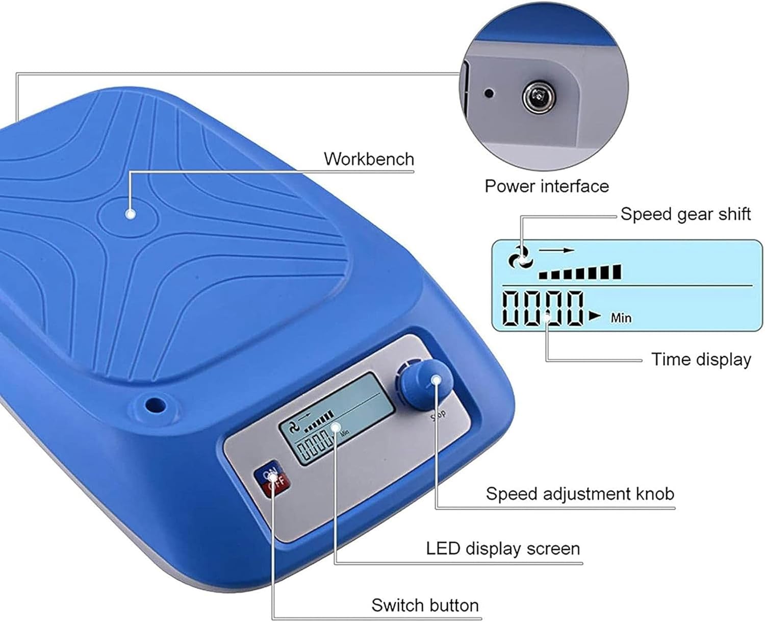 XENITE Small Digital Display Magnetic Stirrer, 20W 0-1600 RPM Laboratory Magnetic Stirrer, Stirring Capacity: 10-1000Ml, Suitable for Chemistry Experiment, Scientific Research, School