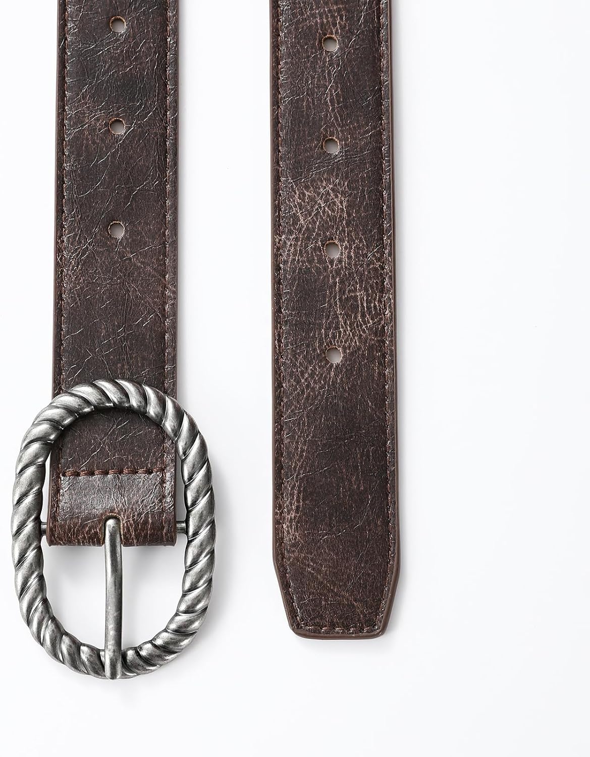 Brown Belt for Women Vintage Silver Buckle Leather Belt Waist Belt for Women Perfect for Jeans Dresses - Image 3