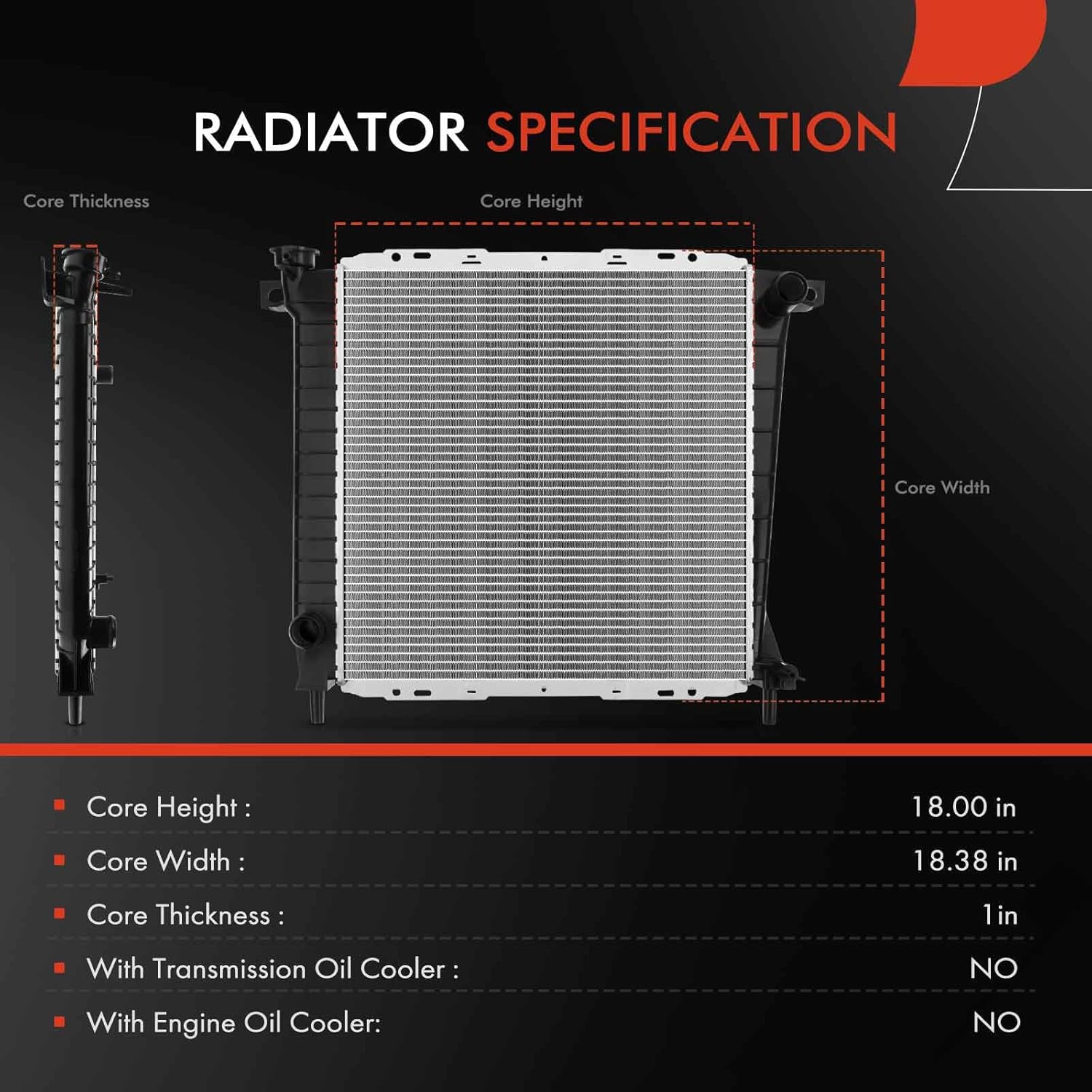 A-Premium Engine Coolant Radiator Assembly Compatible with Ford Bronco II 85-90, Explorer 91-94, Ranger 86-94 & Mazda B3000 B4000 1994, Navajo, Manual Transmission, Replace# CU897, ZZM715200C
