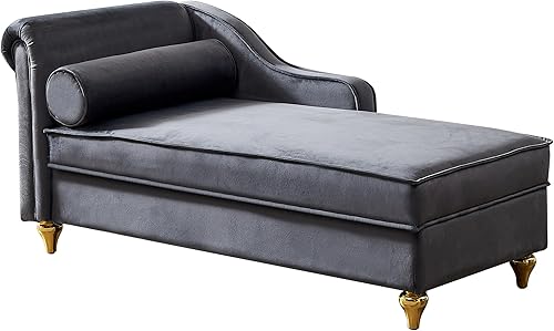 Miniatura 8 de Chaise Lounge para interiores, sofá de salón tapizado de terciopelo con espacio de almacenamiento oculto, sofá cama con marco de madera maciza,