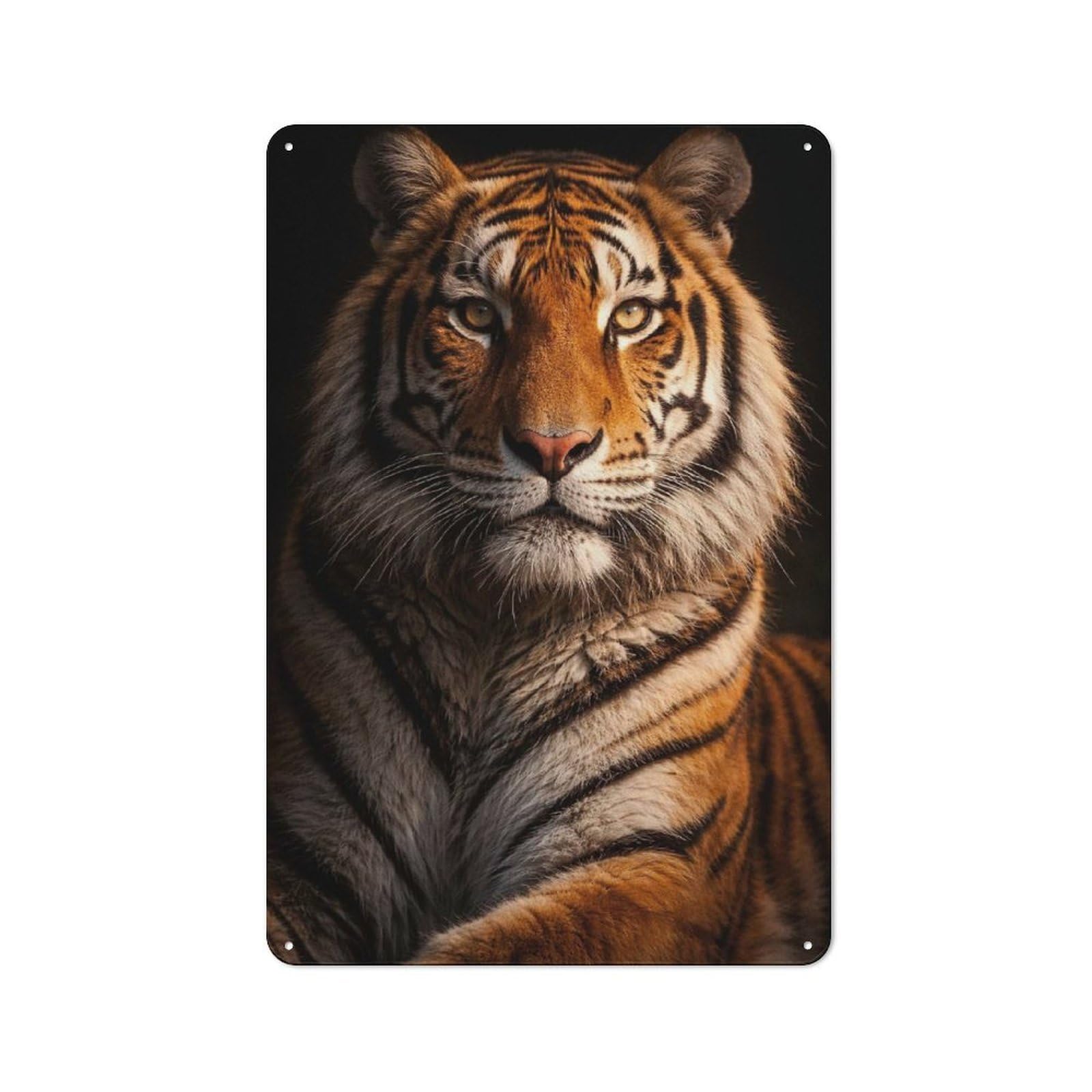 Garage Style Close-up of A Tigers Face Retro Metal Sign 30x20cm, Workshop Wall Decor for Workshop, Basement, Shed Or Games Room