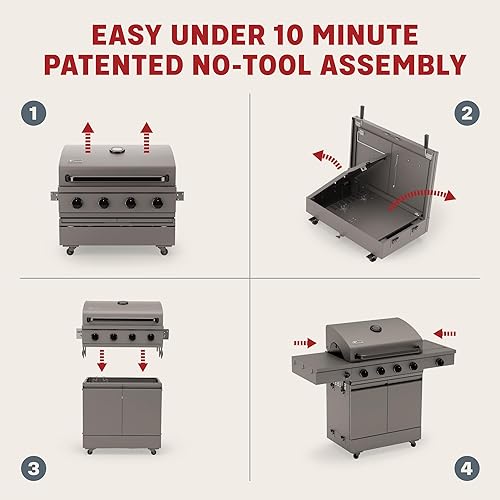 Miniatura 3 de TYTUS Anaheim - Parrilla de gas propano de 5 quemadores para cocinar al aire libre, parrilla de 48,000 BTU y quemador lateral de 12,000 BTU, área de