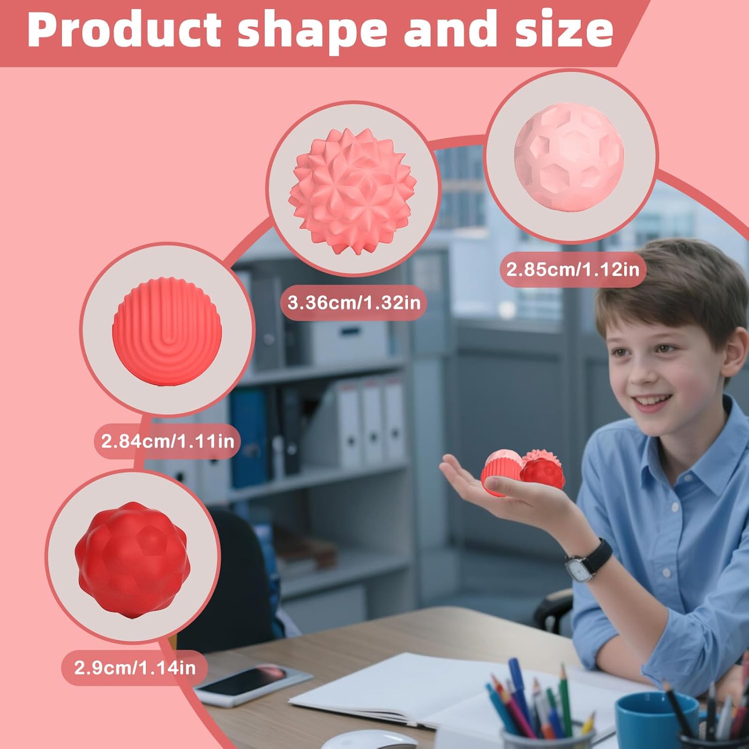 Valentines Gifts for Him Silicone Magnetic Balls Fidget Toys for Adults & Teens, 4PCS Stress Relief Sensory Toys for Autism ADHD Anxiety Fun Textures Gadgets Office Desk Toy for Kids Adults（4 Pink） - Image 4