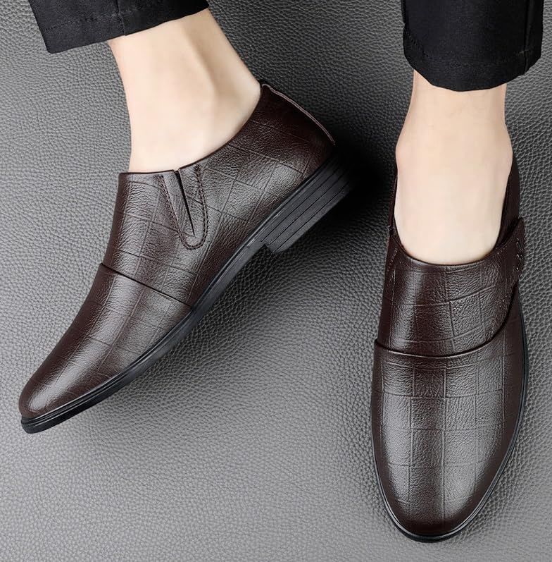 Men's Genuine Leather Slip On Dress Shoes Men Fashion Formal Walking Business Oxford Shoes Pointed-Toe Derby Shoe for Men3