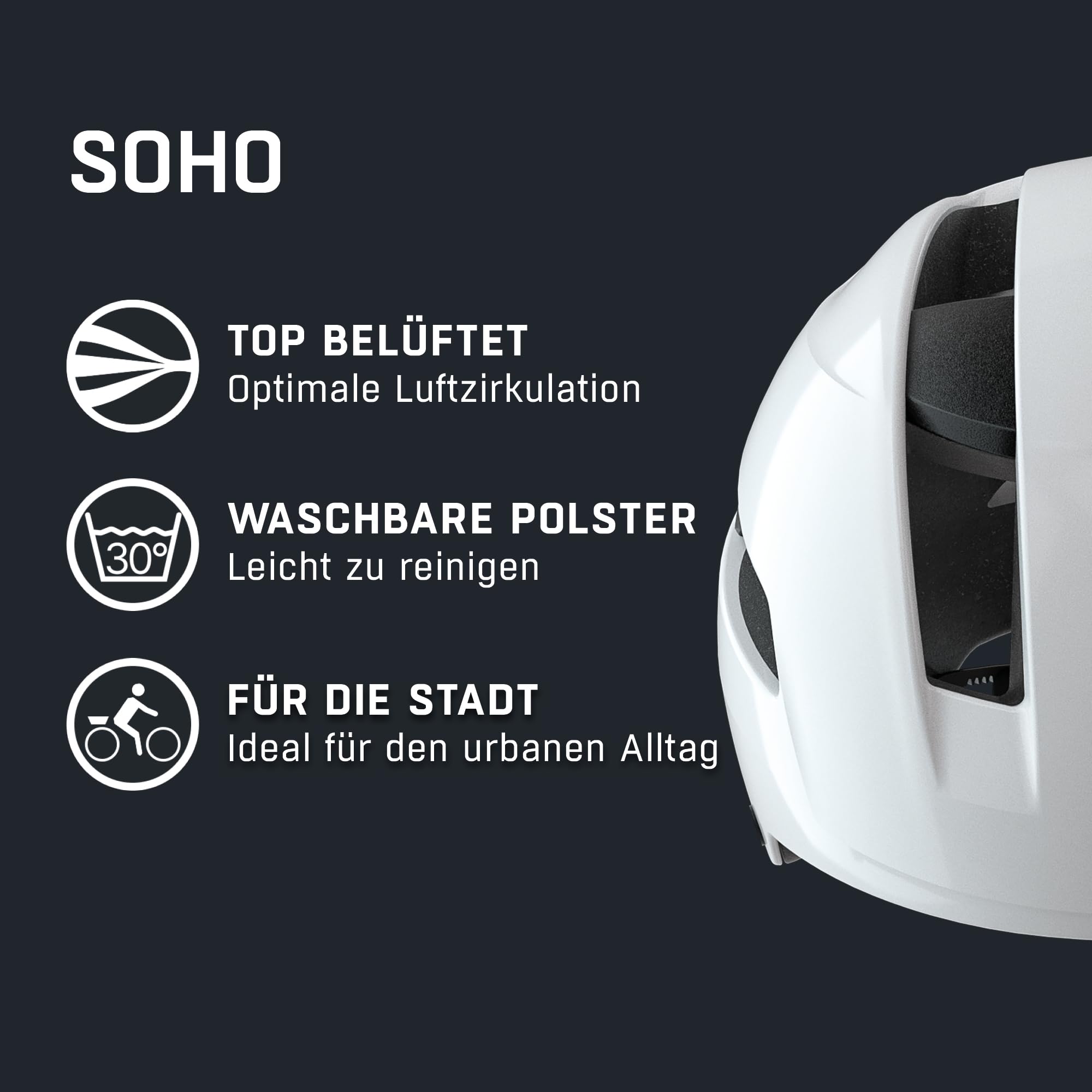 ALPINA Unisex - Adulti, SOHO casco da ciclismo, white gloss, 55-59 cm