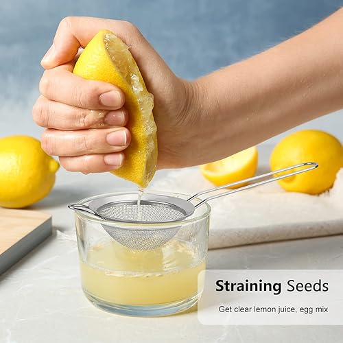 Miniatura 3 de D Colador de malla fina en forma de cono de acero inoxidable para tamiz de cocina con mango largo, colador de cóctel, coladores pequeños para té