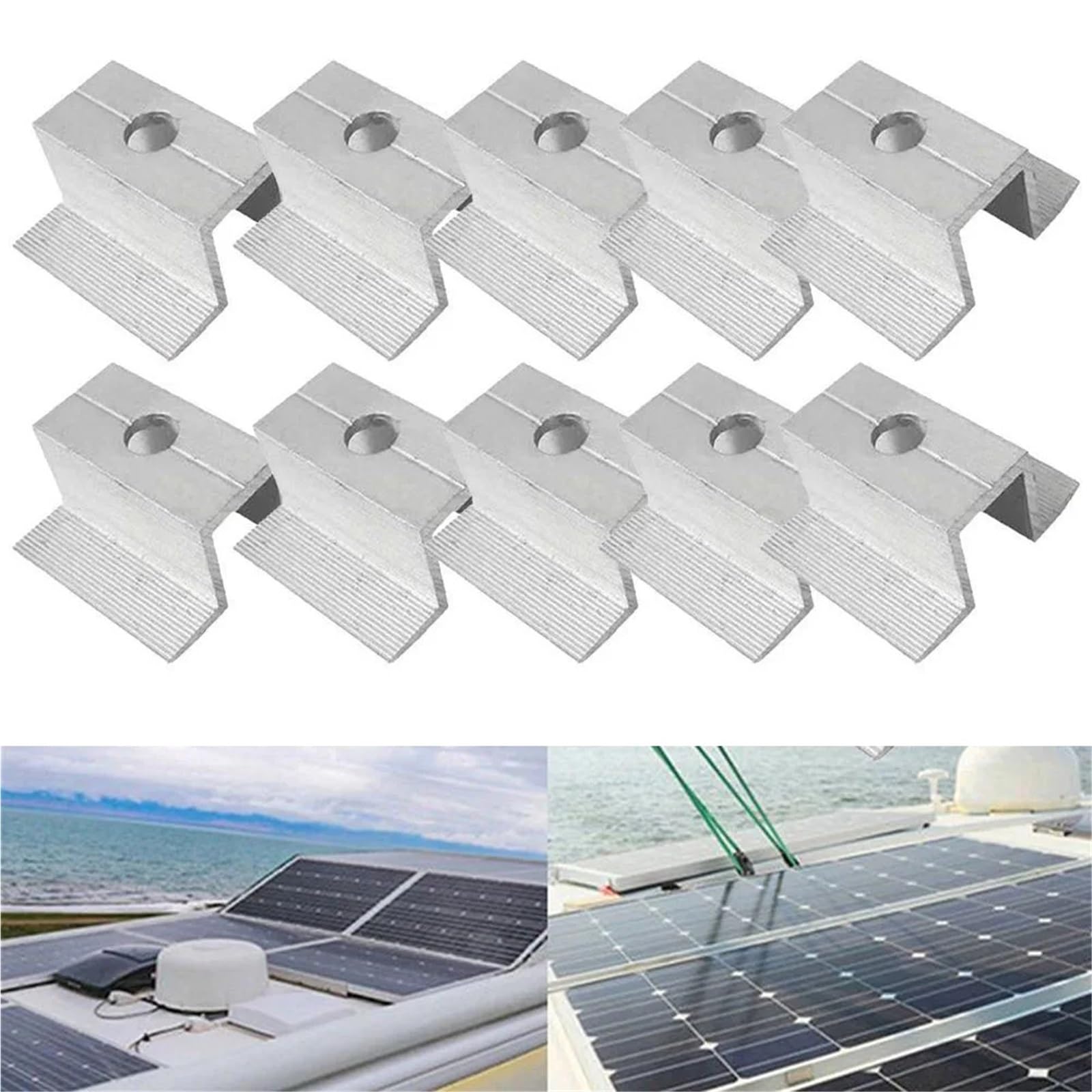 Supporti per pannelli solari, morsetti centrali fotovoltaici, clip di pulizia per telaio altezza 25-50 mm, accessori di alimentazione in lega di alluminio (80 mm)