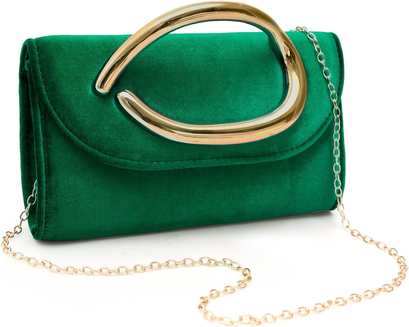CARIEDO Flip Envelope Clutch for Women -Metal Handle Shoulder Crossbody Purse for Wedding Party