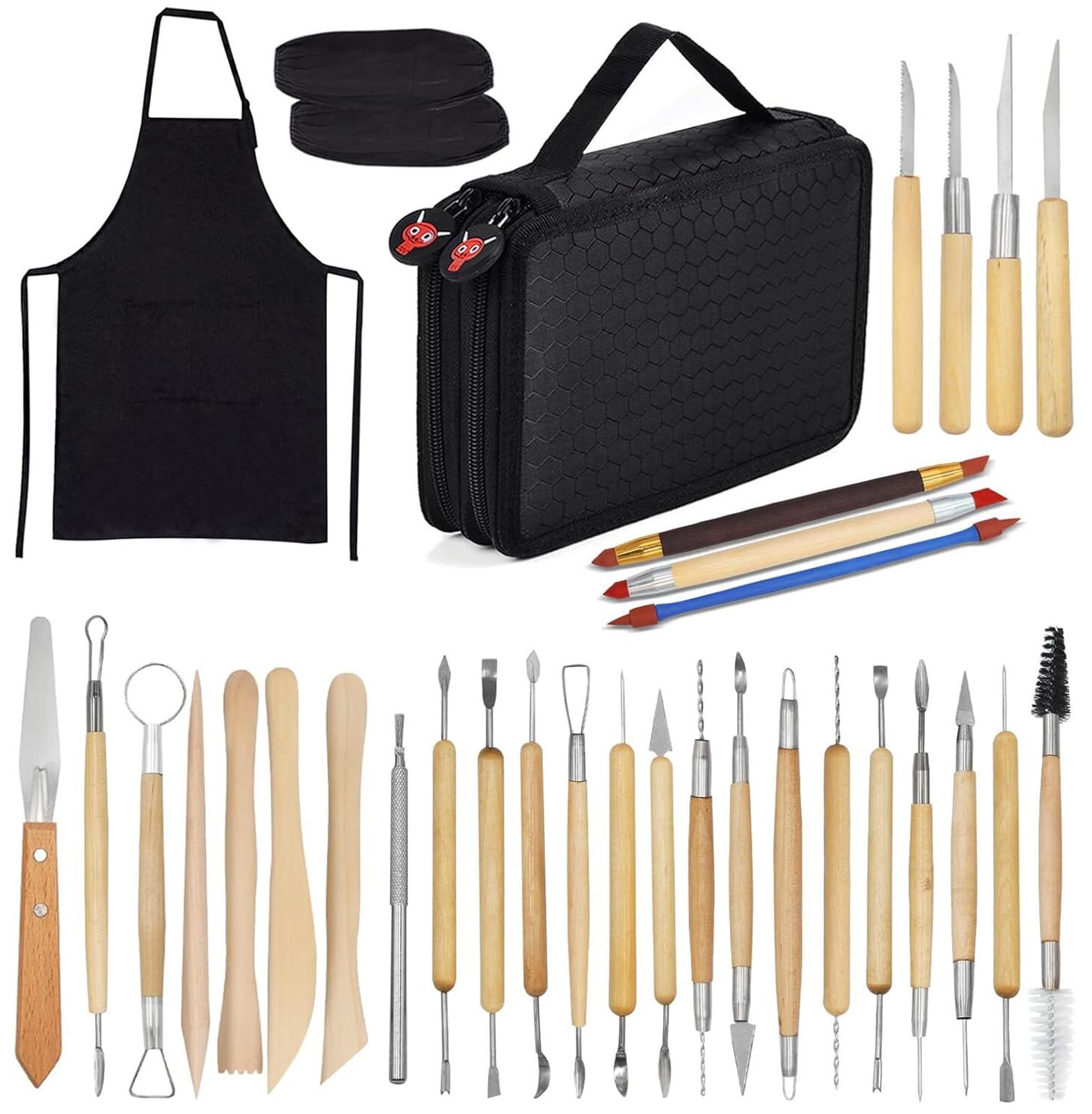 30 pcs Clay Sculpting Tools,Ceramic Tools Polymer Clay Tools Clay Sculpting Set,Pottery Carving Tool with a Storage Bag for Shapers and Modeling Embossing Art DIY ﻿ ﻿