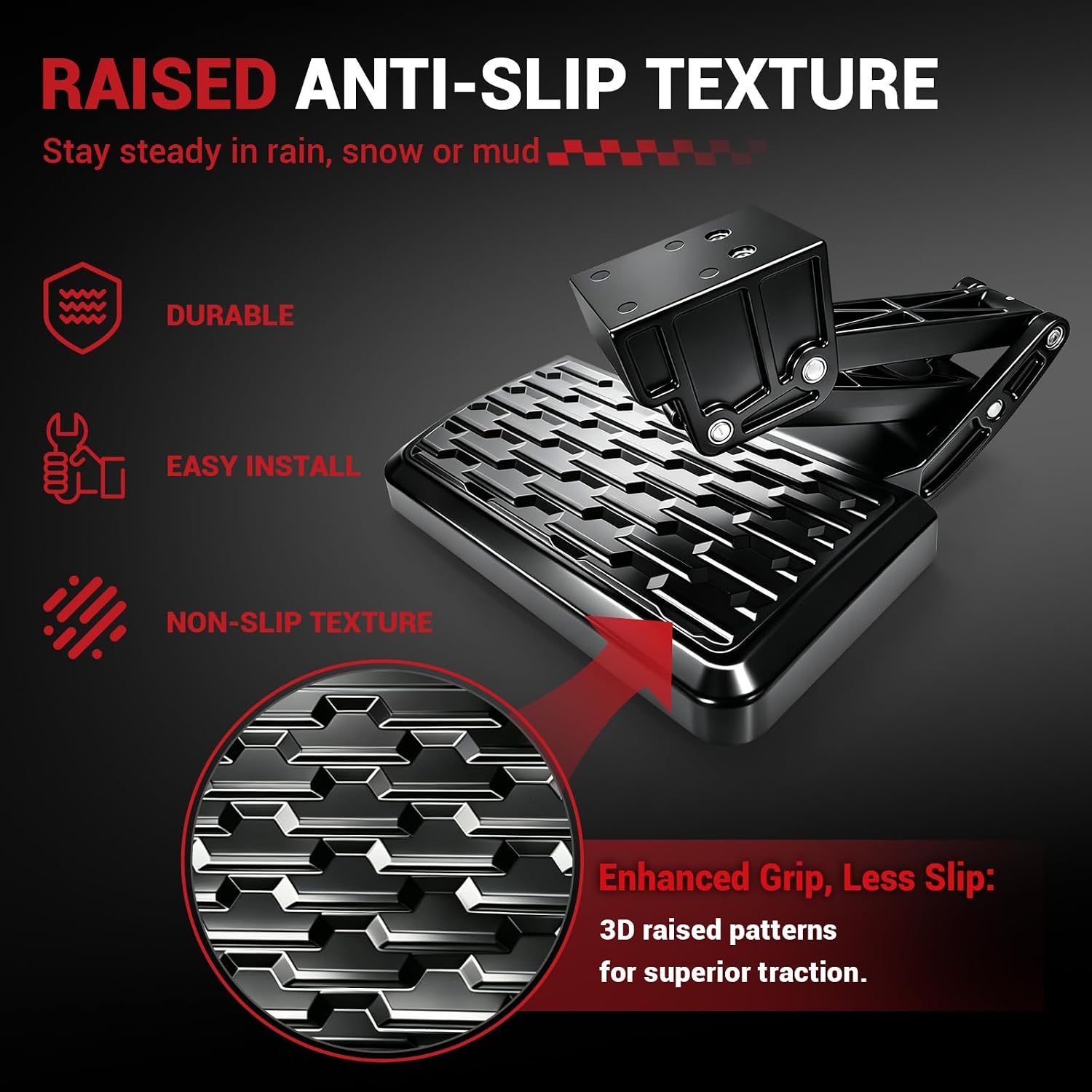 One-Piece Aluminum Rear Bed Step Compatible with Toyota Tacoma 2012-2023