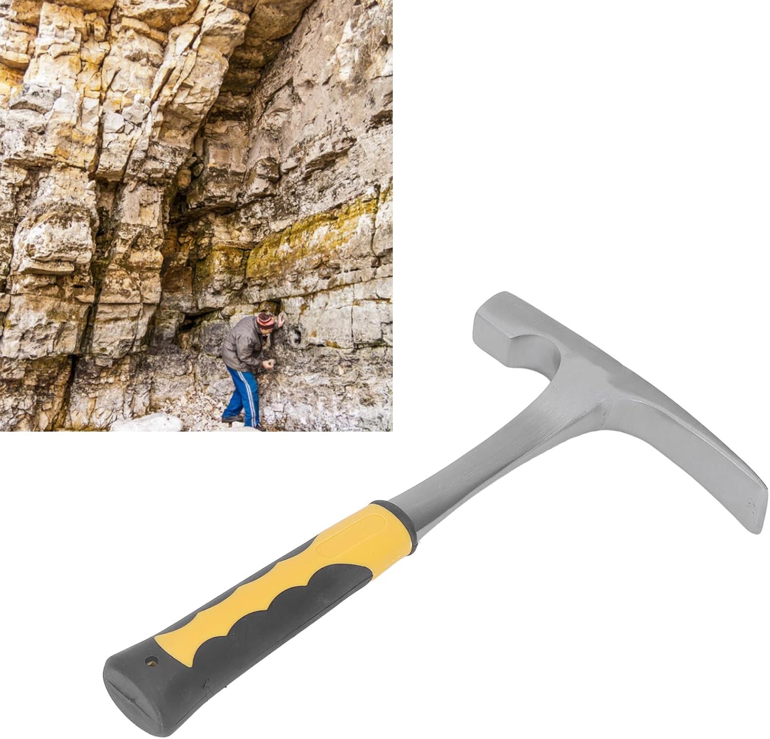 11.2in Geological Hammer Rock Pick Hammer with Flat Head Masonry Tools for Survey Mine Exploration Geological