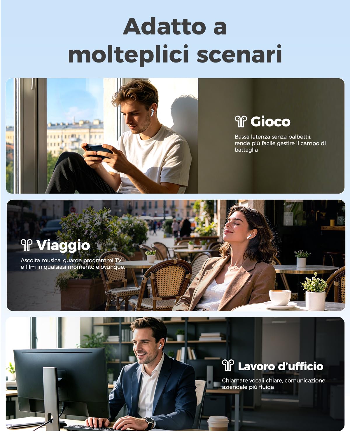 NE49 Cuffie Traduzione Simultanea IA, 150+ Lingue & 6 Modalità Auricolari Traduttore, Cuffie Bluetooth 6.0, Autonomia 40h, Bassa Latenza, Chat IA, Musica, Chiamate, Trascrizione per Viaggi e Business