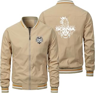 RIDAEX Mens Casual Jacket Windproof Softshell Scania Print Jacket Mens Softshell Jackets Lightweight Full Zipper Bomber Jackets Gift