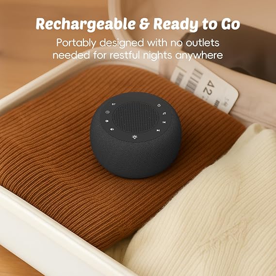 Buffbee Pro 2nd Gen Upgraded Rechargeable Battery | 3-in-1 White Noise Machine for Sleep, Alarm Clock & Bluetooth Speaker, 25 Sleep Sounds, Portable for Travel & Bedroom