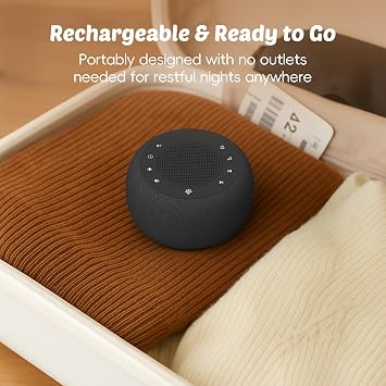 Buffbee Pro 2nd Gen Upgraded Rechargeable Battery | 3-in-1 White Noise Machine for Sleep, Alarm Clock & Bluetooth Speaker, 25 Sleep Sounds, Portable for Travel & Bedroom