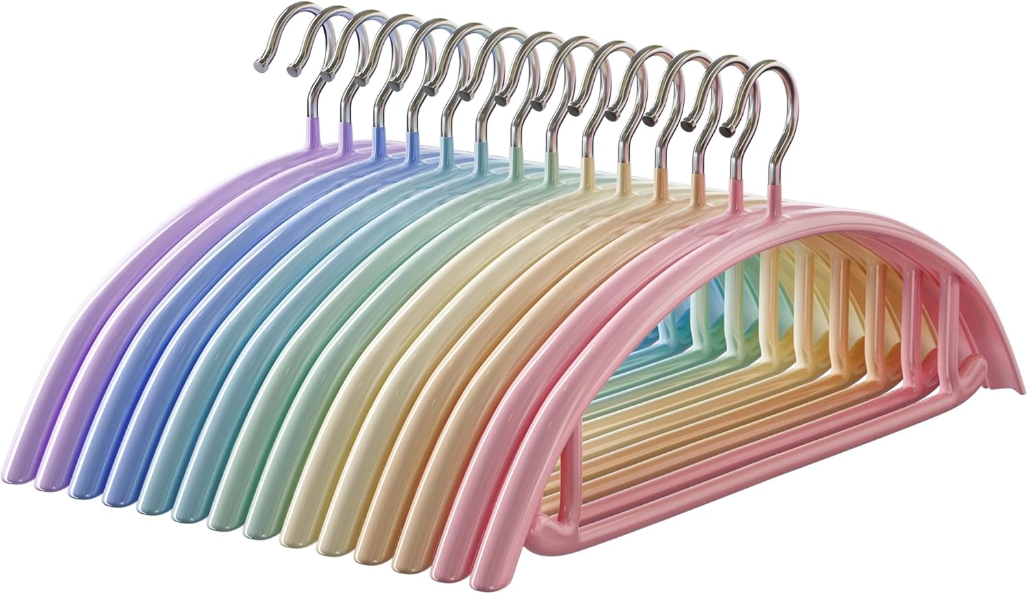 CTIME 28 Pack Non-Slip Hangers - 16.5 Inch PVC-Coated Metal Coat Hangers, Holds Up to 11 Lbs, Built-in Strap Hooks for Shirts, Pants, Skirts, Coats & Dresses